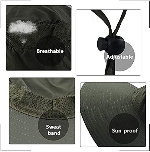 Iyebrao Mens Super Wide Sun Sun Hat UPF50+ UV заштита водоотпорна голема капа за корпи за риболов за кампување за пешачење