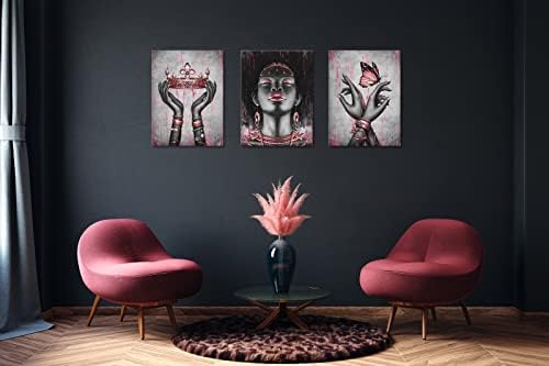 Визуелна уметност декор розова и сива афроамериканска wallидна уметност розова соба декор црна жена портрет модна сликарство