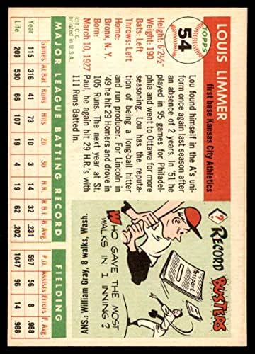 1955 Топс Бејзбол 54 Лу Лимер Канзас Сити Атлетика Одлична