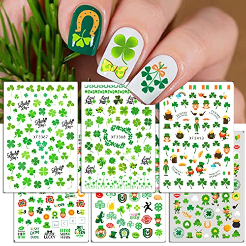Налепници за уметност на Денот на Свети Патрик, Класична зелена капа Детелина Детелина Лепречони дизајни за нокти за нокти за налепници