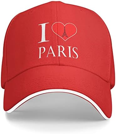 Унисекс ја сакам Париз Ајфел кула бејзбол капа, капа за бејзбол капа за прилагодување на камиони за мажи за мажи жени