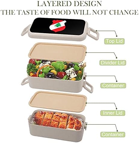 Палто на рацете на Либан Бенто кутија за ручек 2 контејнери за складирање храна со лажица и вилушка