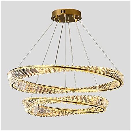 Златен лустер, прстен LED затемнет кристален лустер, модерна светлина со приврзоци, мал таван што виси светло за лесна лесна за дневна соба