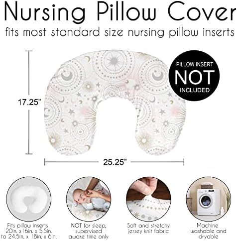 Слатка Jојо Дизајнс Starвезда и Месечината, медицинска сестра, прикриена перница за доење за новороденче шише за новороденчиња или доење - руменило