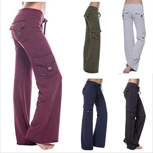 Andongnywell жени разгорени панталони џемпери панталони со џебови со џебови удобно влечење