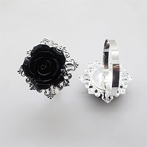 Прстен на салфетка UXZDX, црна роза, тока, 4/6 парчиња, декоративни копчиња