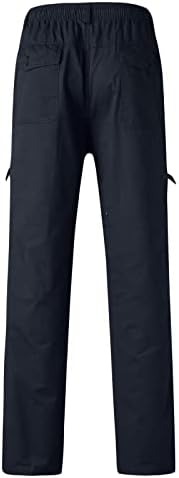 Менс лабава памук плус големина џеб чипка до еластични панталони панталони, целокупна градба на пантолони за мажи