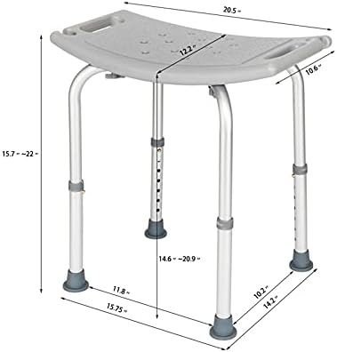 Uongfi алуминиумска легура за бања без грб на стол сива постара стол за бања без грб на стол