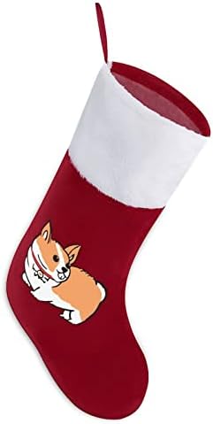 Corgi кученце Божиќни чорапи за порибување со кадифен камин што виси за Божиќно дрво