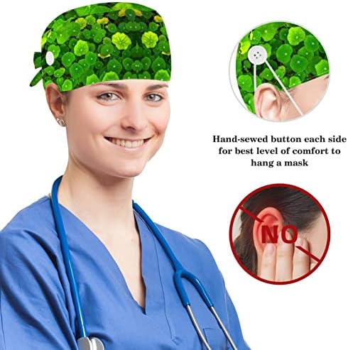 Денот на Денот на Свети Патрик Детелина Работна капа прилагодлива капаче за чистење со копчиња и лак за коса за медицинска сестра