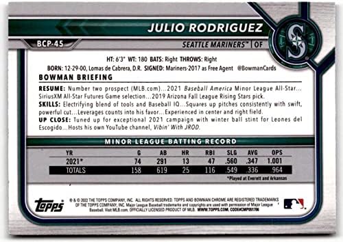 2022 Bowman Chrome Properces BCP-45 Julio Rodriguez Seattle Mariners MLB Baseball Trading Card