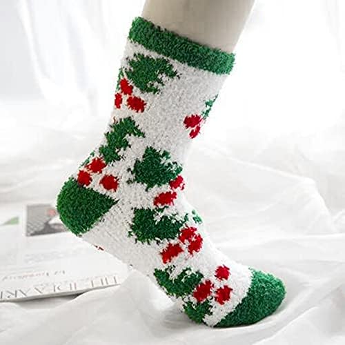 Божиќни Чорапи Нејасни Домашни Удобни За Спиење меки &засилувач; Еластични Пријатни Чорапи Божиќен Принт Бадник Зимски Топли Чорапи