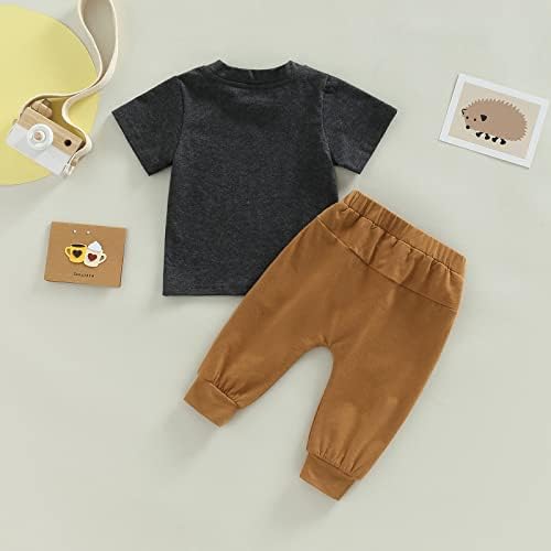 Основа 0-5T новородено бебе момче облека во боја блок пуловер, џебови за еластични половини, 2 парчиња топла есен зимска облека