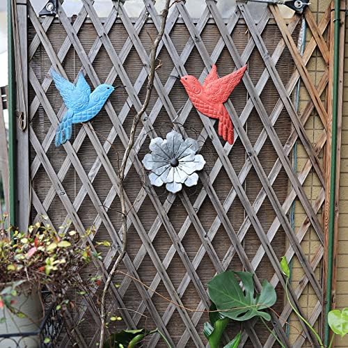 Scwwhousi метални колибри wallидни декор, надворешна градина внатрешен двор, ограда wallидна уметност, виси украси за дневна соба,