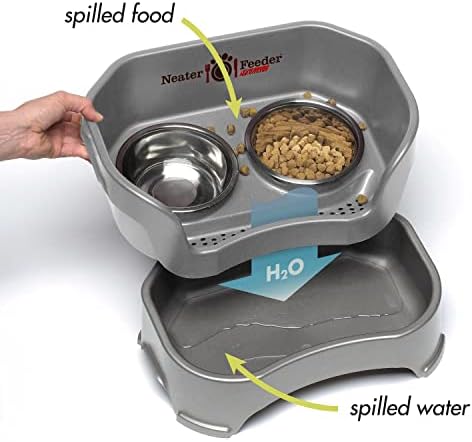 Убедливиот фидер Делукс за големи кучиња - Меси за миленичиња со не'рѓосувачки челик и чинии за храна и вода - доказ за капење, не -врвови