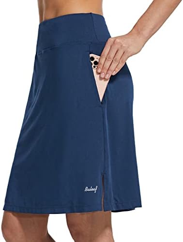 Baleafенски женски 20 колено со должина на коленото здолништа Атлетски скромен долг голф обичен патент џеб УВ заштита