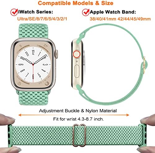 3 Пакет Еластична Соло Јамка Бенд Компатибилен со Apple Watch Band 42mm 44mm 45mm 49mm за Жени Мажи, Прилагодлив Спортски Еластичен Најлонски