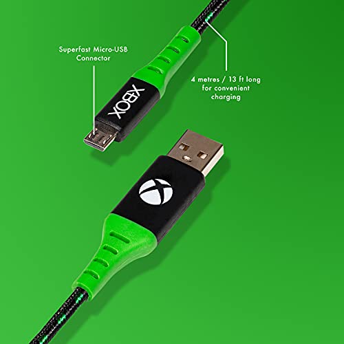 Официјален Xbox One Микро USB Најлон Плетенка Кабел За Полнење 4m - Брзо Полнење Игра И Полнење Олово-Компатибилен СО PS4 Контролер,
