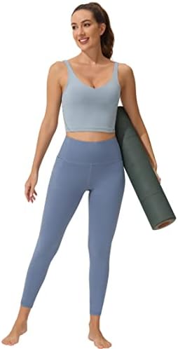 ВЕСТИФОРУ женски хеланки со висока половината за контрола на јога панталони со џебови што не се гледаат низ панталони за вежбање