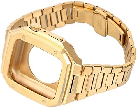Интегриран Ремен Од Нерѓосувачки Челик CNHKAU за Apple Watch Band 44mm 45mm-Мажи Жени Додатоци За Метални Нараквици за Iwatch Серија