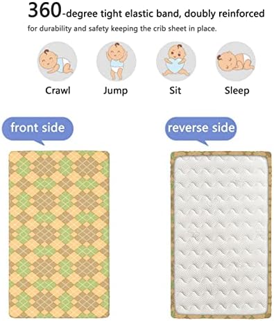 Карирано тематски вграден креветче за креветчиња, стандарден сад за садови за креветчиња, меки и истегнати вградени чаршафи за креветчиња