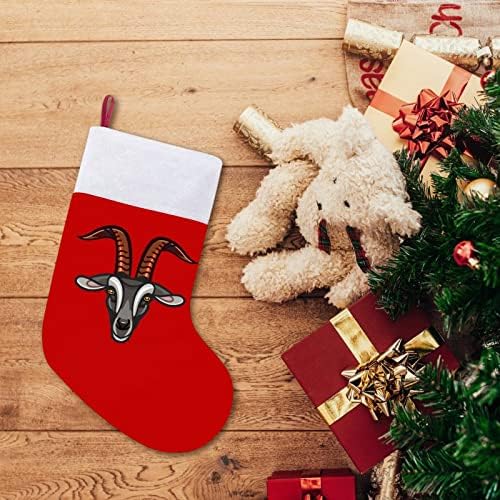Глава за кози Божиќни чорапи црвен кадифе со бела торба за бонбони Божиќни украси и додаток на семејна забава