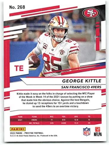 2022 Panini Prestige 268 George Kittle San Francisco 49ers NFL Football Trading Card