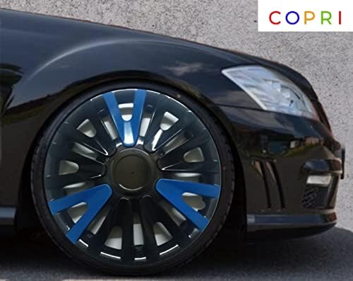 Копри комплет од 4 тркала од 13 инчи црно-сини Hubcap Snap-on одговара на Toyota Camry