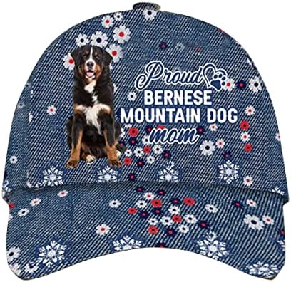 Бернес планинска кучиња печати бејзбол капа за мажи/жени, горда планина Бернез Мајка и цвеќиња Хаваи плажа камионџија, lубители