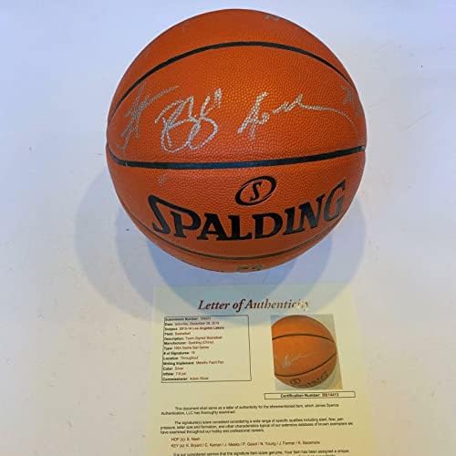 Коби Брајант 2013-14 Тимот на Лос Анџелес Лејкерс потпиша Спалдинг НБА кошарка ЈСА - Автограмирани кошарка