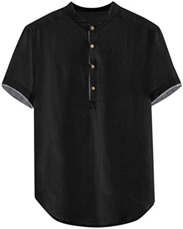 Ракав за ракав со кошула, блуза блуза врвови со цврста големина постелнина кратко машко копче Т памук плус машки блуза машка маица