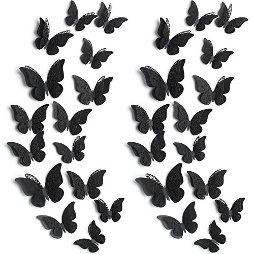 120 Парчиња 3д Слоевит Декор На Ѕид Од Пеперутка Отстранливи Налепници За Пеперутки Шупливи Налепници За Мурали Украсни Ѕидни Уметнички