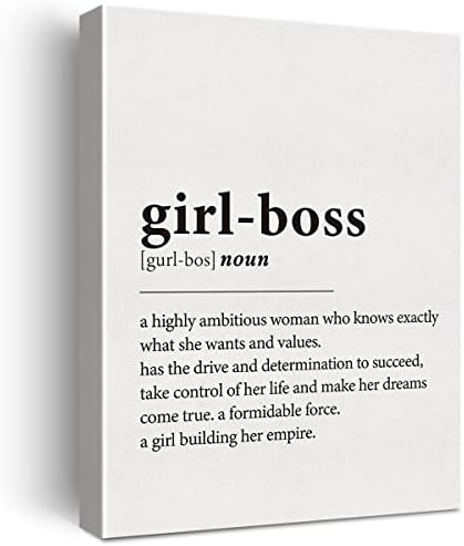 GTGIC Girl Boss Definition Canvas wallидна уметност Мотивациска девојка шеф Подарок Подарок постер за украси Декорација за канцеларија,