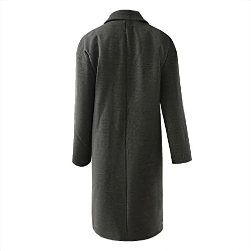 Пролетни јакни за жени 3/4 ракав Забележан палто за ровови со преголем дел од отворено предно копче надолу за надворешна облека