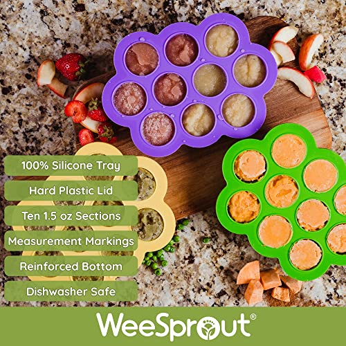 Пакет-2 Предмети: WeeSprout 4 Мл Стакло Бебе Храна Тегли И Мали Бебе Храна Замрзнувач Фиока