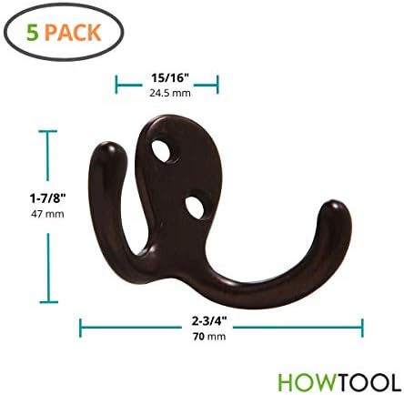 Howtool Double Prong Hook 5 Pack Oil нанесува црно со завртки