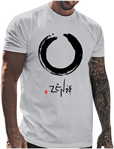 XXBR Менс летни кратки ракави маици Графичко писмо печати кинески стил екипаж спортски атлетски тренинг обични маички