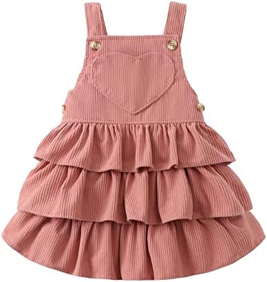 Детско девојче фустан со суспензија на фустани со фустани со рафли со ракави без ракави со еден џеб деца обична облека