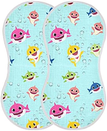Yyzzh шарена ајкула океанска меур образец Муслин плескави крпи за бебе 2 пакувања памучни бебиња за миење садови за момчиња за момче