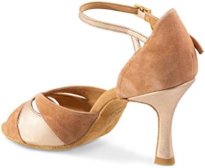 Чевли за танцување на жени Rummos R385 122-183 - Nubuk/кожа беж/OPAL - Редовно фитинг - 2,75 70R Флеј -пета - Направена во Португалија