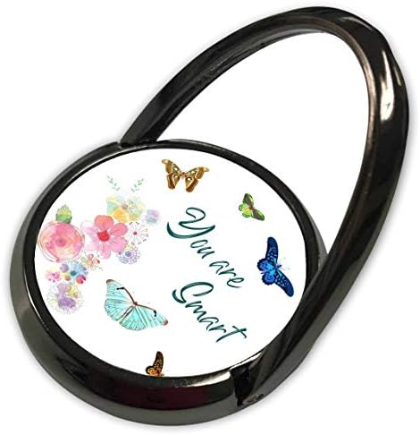 3DROSE Alexis Design - Вие сте најдобри - шарени цвеќиња и пеперутки. Вие сте паметен текст. Елегантен подарок - телефонски прстен