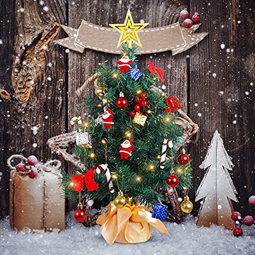 Абоофан таблета мини новогодишна елка вештачки 20 инчи вештачки мини Божиќно дрво предводено осветлено оптички влакна таблети Божиќни дрвја