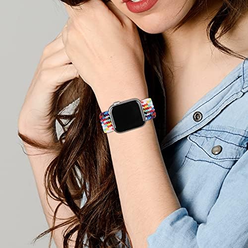 Bagoplus компатибилен со Apple Watch Iwatch Bands 49mm 38mm 40mm 41mm 42mm 44mm 45mm жени, прилагодлива плетенка соло јамка што