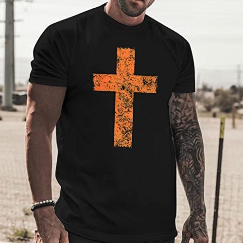 ХДДК Менс патриотски војник со кратки ракави маици летна вера Исус крст печати врвови за вежбање спортски основни маички