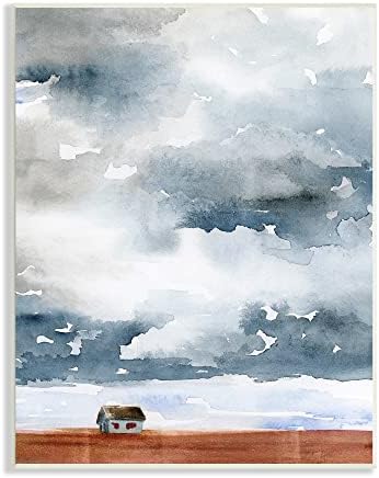 Студената индустрија Далечна рурална куќа тешки облаци акварел сликарство, дизајн од ennенифер Пакстон Паркер