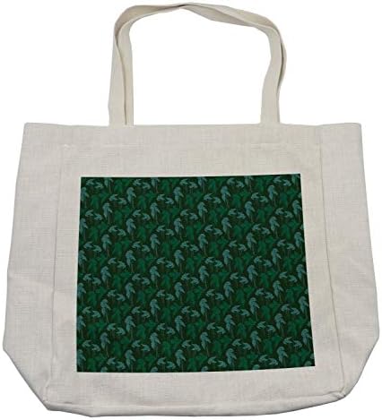 Торба за тропско купување во Амбесон, лисја мотиви од шумски зеленило раст џунгла ботаничка шема, еко-пријателска торба за еднократна употреба
