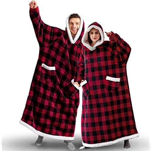 ZSQAW Нова зимска топла ТВ -софа ќебе со ракави од руно џеб со пондерирана пондерирана пондерирана ќебе со преголем кревет за џемпери