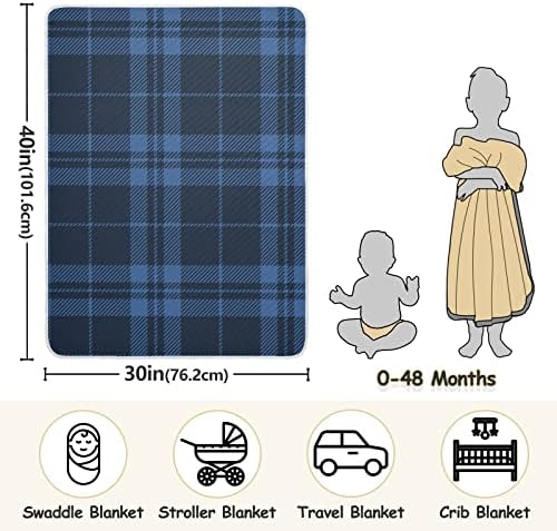 Swaddle Clabte Blue Blue Cleaid памучно ќебе за доенчиња, примање ќебе, лесен мек залепено ќебе за креветчето, шетач, расадници за ќебиња,