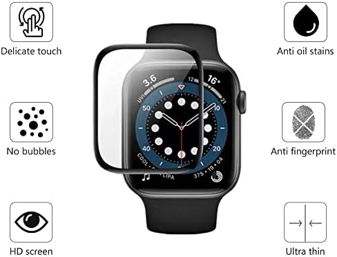 [2PACK] VIESUP за Apple Watch Series 7 Заштитник на екран за покривање на целосна покриеност - Црна свила Целосно покритие HD Clear Soft