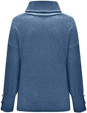 2022 omeенски џемпер теритолек плетено маичка со долги ракави, обична мода лабава лесна врвови на лесни врвови, туничен пуловер плус големина